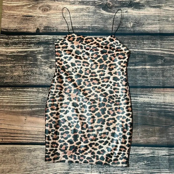 Topshop Leopard Print Bodycon Mini Dress Size‎ 12 Party Cocktail - Picture 2 of 4